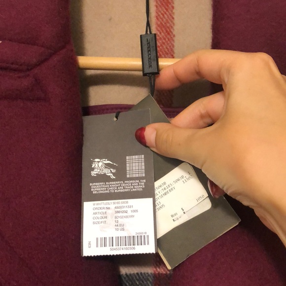 SOLD- Authentic Brand new with tag Burberry Brit purple wool jacket - Picture 9 of 10